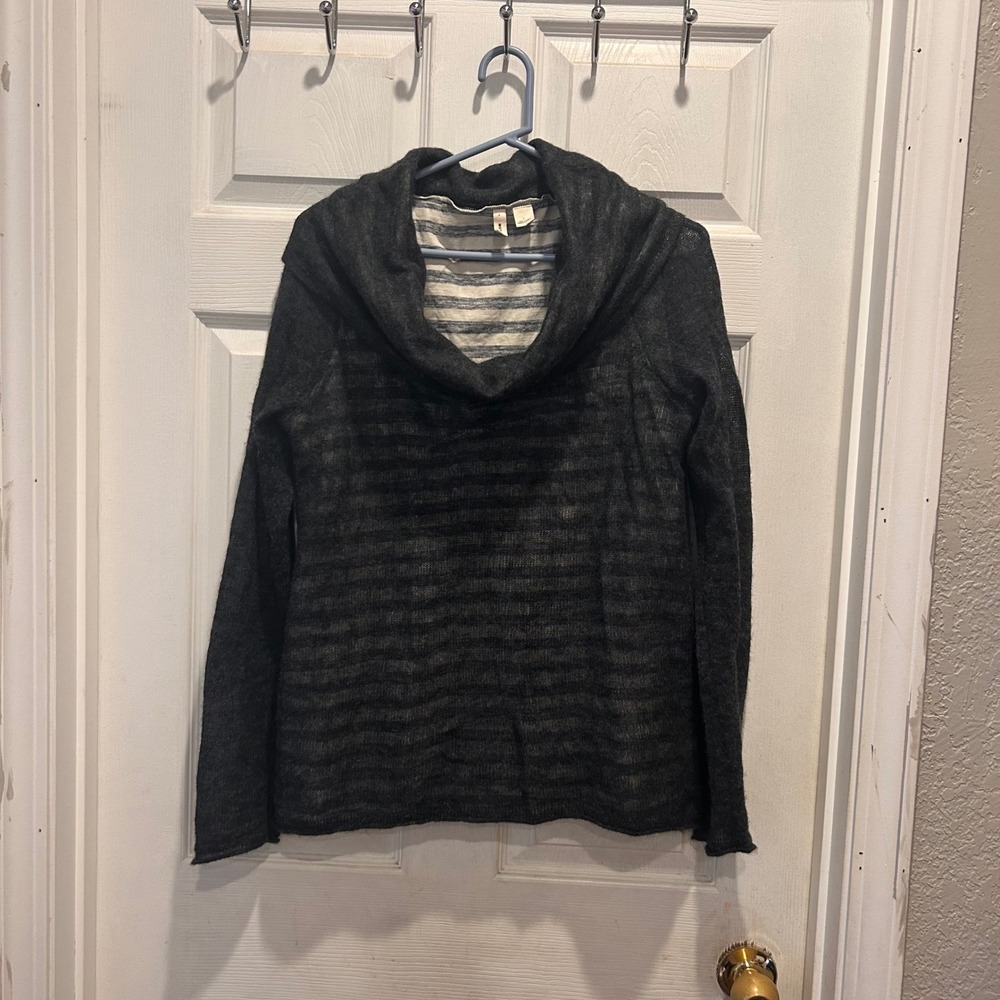 Anthro Moth Striped Cowl‎ Neck Sweater Lightweight Wool Alpaca Blend Women's L